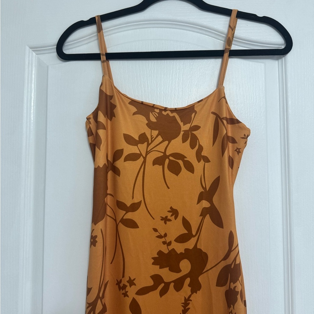 Floral Brown Slip Dress - Picture 3 of 5